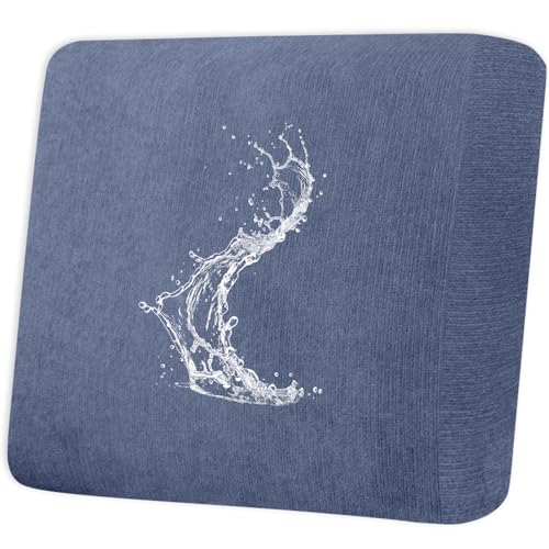 GlideSpirit Waterproof Couch Cushion Covers - Stretch Washable Slipcover with Elastic Non-Slip Design, Furniture Protector for Pets,Kids (1 Cushion Chair, Blue Grey)