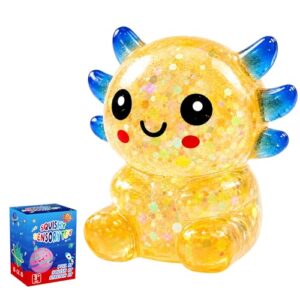 Glitter Axolotl Squishy Toy, Squishy Toys, Slow Rising Squishy (Orange)