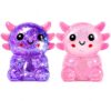 Glitter Axolotls Squishies Toy, Stretchy Axolotls Stress Ball, Fidget Toy for Anxiety Relief and Sensory Play, Pocket Size Squeeze Toys Gift for Kids Teens Adults.(2Colors)