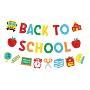Glitter Back to School Banner First Day of School Party Decorations