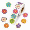 Glitter Hibiscus Flower Stickers Roll 500PCS Floral Decorative Stickers