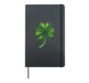 Glittery Green Four Leaf Clover for St. Patrick's Day Hardcover Journal, Black