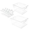 GLOBLELAND 3 Pack 3 Sizes Clear Stackable Storage Bins Large Acrylic Organizer Containers Bins for Kitchen Pantry Fridge Bathroom Closet