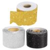 GLSTOY 3 Rolls Glitter Bulletin Board Border Sticker Rolls 16.4ft Sparkling Scalloped Wave Edge Trim with Glitter Cardstock Material Easy to Apply, Clean Classroom Decor for School Year