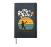 Go Fly a Kite Retro Sunset Child Flying Kite Scene Art Hardcover Journal, Black