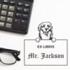 Golden Retriever Peeking Ex Libris Book Stamp, Duo Hand Mount
