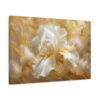 Golden White Iris Bloom Canvas Print – Living Room, Above Console Table 24×16 inch (60×40 cm) - Horizontal / 1.25 inch (3 cm)