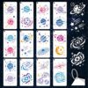 GOMAKERER 12 Sheets Space Planet Galaxy Stencil for Painting, Celestial Moon Star Drawing Templates Reusable PET Comet Nebula Stencils for Painting on Wall Wood Home Decor