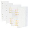 GOMAKERER 2 Sets A6 6-Ring Clear Acrylic Binder, 4 Clear Acrylic Binder Cover 4 Gold & Silver Metal Round Rings with 100 Sheets Lined Inner Papers for Office Meeting Travel Use