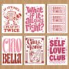 GOMAKERER 6 Sheets Retro Word Stencil for Painting, Vintage Quote Phrase Drawing Templates Reusable PET Letter Stencils for Painting on Wall Wood Home Decor