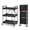 Goplus 3-Tier Folding Utility Cart w/Swivel Wheels,Tool-Free Assembly
