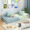 GORELAX Twin Floor Bed with Full Length Safety Guardrail & Detachable Door