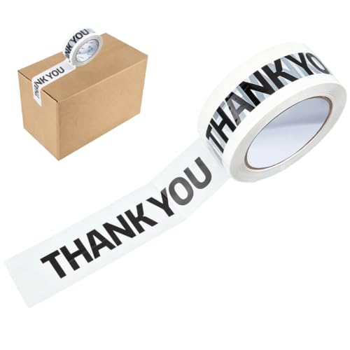 GORGECRAFT 91m*45mm Thank You Packing Tape Pink Printing Shipping Tape with Black Letters Self-Adhesive Stickers Decorative Strips for Boxes Sealing Parcel Packaging Gift Wrapping DIY Crafts
