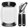 GORILLA GRIP Cutting Board Set of 3 and Can Opener, Black Bundle