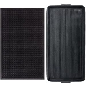 GORILLA GRIP HydroABSORB™ Door Mat, 29x17, Black and Boot Tray, 32x16, Black Bundle