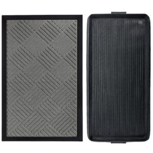 GORILLA GRIP WeatherMAX® Door Mat, 17x29, Gray and Boot Tray, 32x16, Black Bundle