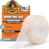 GORILLA Invisible Hold Mounting Tape, Holds Up to 15 lbs, Clear, 1" x 60" (Pack of 6)
