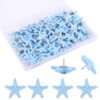 Gosknor 60pcs Starfish Push Pins, Decorative Starfish Thumb Tacks(Blue)