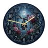 Gothic Bat and Rose Lunar Halloween Wall Clock