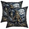 Gothic Scarecrow Halloween Theme Throw Pillow Covers 14x14 Set of 2