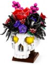 Gothic Skull Flowers Building Set,White Skeleton with Red & Purple Bouquet