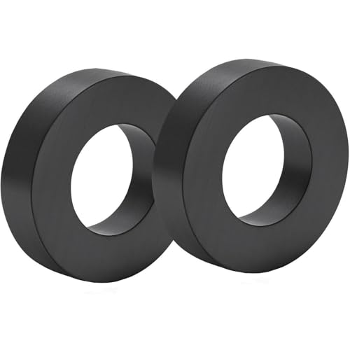 Grade 10 Ferrite Ring Magnets with Hole, OD70mm x ID32mm x 15mm Ceramic Round Magnets, Heavy Duty Industrial Ferrite Magnet for Motors, DIY, Crafts & Home Projects, 2 Pack