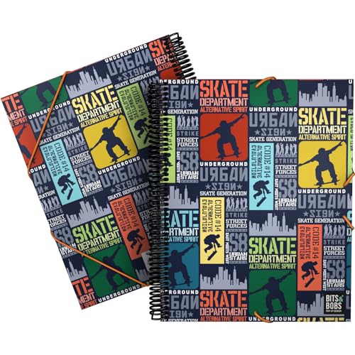 Grafoplás Folder with 30 Transparent Sleeves | A4 | Flexible Cover | Spiral PVC | Collection Design Bits&Bobs Pop Up Design Skate | Maxiplas | Polypropylene | Perfect School Material