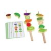 Gralara Bead Sequencing Toy Early-Learning Lacing Toy with Cards Fine Motor Skills Beads with Sticks for Young Children, Vegetable Skewers