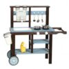 Gralara Outside-Play Kitchen Storage Shelves Wooden Play Kitchen Helper-Eye Coordination for Children, Outdoor Kitchen - Blue, 9.2kg