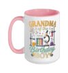 Grandma Of The Birthday Boy Science Birthday Party Ceramic Mug, Pink/White, 15oz