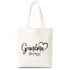 Grandma Things Canvas Tote Bag for Women, Large Capacity Shoulder Handbag
