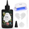 GratKit Crystal Clear Hard UV Resin 100g Kit with UV Curing Lamp, Silicone Molds, Mixing Sticks