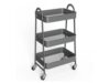 Gray Rolling Utility Cart 3 Tier,Metal Mesh Baskets,99 lbs,Locking Wheels