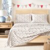 Great Bay Home Christmas Flannel Sheet Set King Size - 100% Turkish Cotton, Double-Brushed, Winter Bed Sheets - Ultra-Soft, Cozy, 4-Piece Holiday Bedding Set (Dogs White)