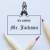 Great Dane Cropped Ears Peeking Ex Libris Book Stamp, Duo Hand Mount