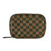Green Brown Checkerboard Weekly Pill Organizer Travel Small Pill Case