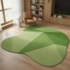 Green Geometric Irregular Area Rug Abstract Odd Shaped Rugs for Living Room