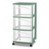 Green Medium 3 Drawer Rolling Storage Cart, Versatile Plastic Organizer Cart with Drawers, Mobile Utility Cart for Bathroom, Kitchen, Vanity, Office, Dorm Home Organization