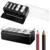 Grevosea 5 Hole Cosmetic Pencil Sharpener, Dual Holes Makeup Eyeliner Sharpener with Lid, Portable Manual Tool Makeup Pencil Sharpeners for Eyebrow Lip and Eyeliner Pencils Black
