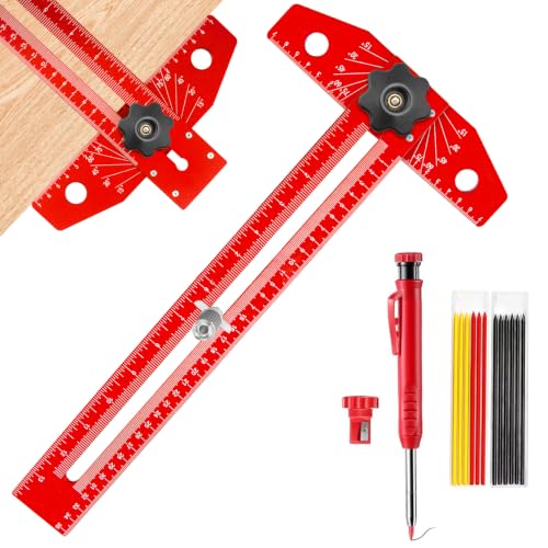 Greywolf Carpenter's Ruler, 18-inch Aluminum Sliding T-Square, Adjustable Angle, with Imperial and Metric Graduations, Multi-Purpose Carpenter's Ruler for Measuring Angles, Positions, and Lines