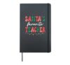Groovy Christmas Lights Santa's Favorite Teacher Hardcover Journal, Black