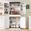 GRUSIGN 72" Kitchen Pantry Storage Cabinet with Doors and Shelves, Wood Farmhouse Pantry Storage with Barn Doors for Kitchen, Dining Room, Living Room