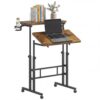 Guarnol Mobile Standing Desk with Cup Holder, Standing & Seating 2 Modes