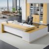 GUAWJRZDP L Shaped Executive Desk with Storage Cabinet, Modern Office Desk