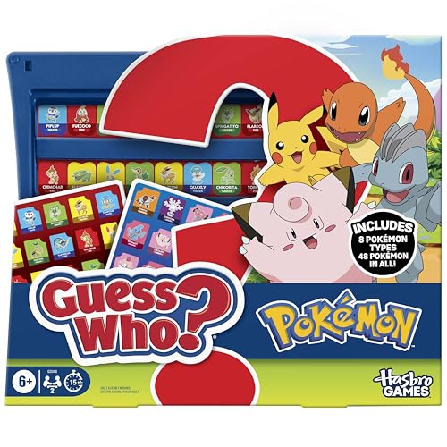 Guess Who? Pokémon Edition Game | 48 Pokémon | Fun Kids Board Games for Families | 2 Players | 15 Mins. | Travel Friendly | Ages 6+