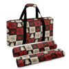 Guevoxuh Quilted Mahjong Bag Set for Mahjong Accessories, 3 PCS Portable Halloween Mahjong Tile & Rack Bag Set with 2 Wrappers for Mahjong Lovers, Ghost Spider Checkerboard