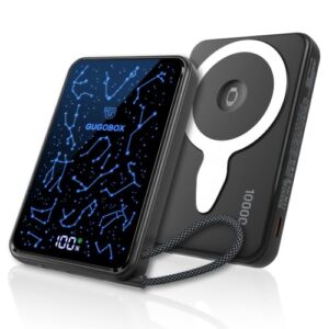 GUGOBOX for MagSafe Power Bank 10000mAh Portable Charger, Built-in Lanyard