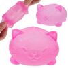 Gummy Kitty & Sugar Ball Designs, Anxiety Relief & Focus Toy, Maltose Filled Squeeze Cat Toys for Sensory Play, Sensory Fidget Toys for Adults, Kids, Slow Rising Squishy Stress Ball ( Pink)