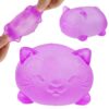 Gummy Kitty & Sugar Ball Designs, Anxiety Relief & Focus Toy, Maltose Filled Squeeze Cat Toys for Sensory Play, Sensory Fidget Toys for Adults, Kids, Slow Rising Squishy Stress Ball (Purple )