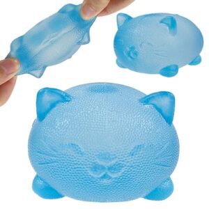 Gummy Kitty & Sugar Ball Designs, Anxiety Relief & Focus Toy, Maltose Filled Squeeze Cat Toys for Sensory Play, Sensory Fidget Toys for Adults, Kids, Slow Rising Squishy Stress Ball ( Blue)